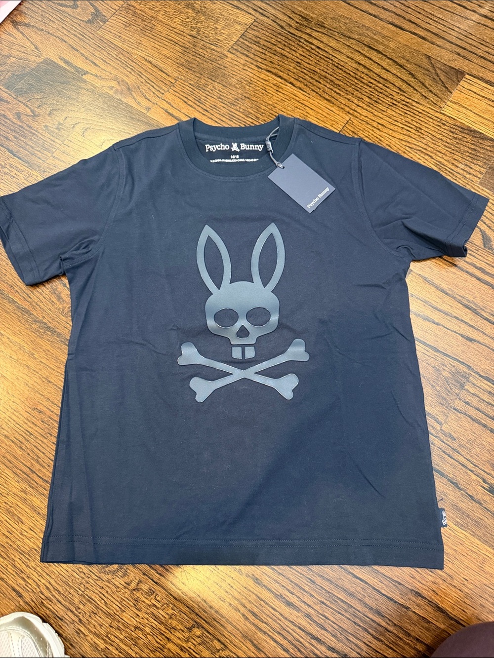 Psycho Bunny Navy Short Sleeve Tee with Grey Bunny Skull (Large 14/16)